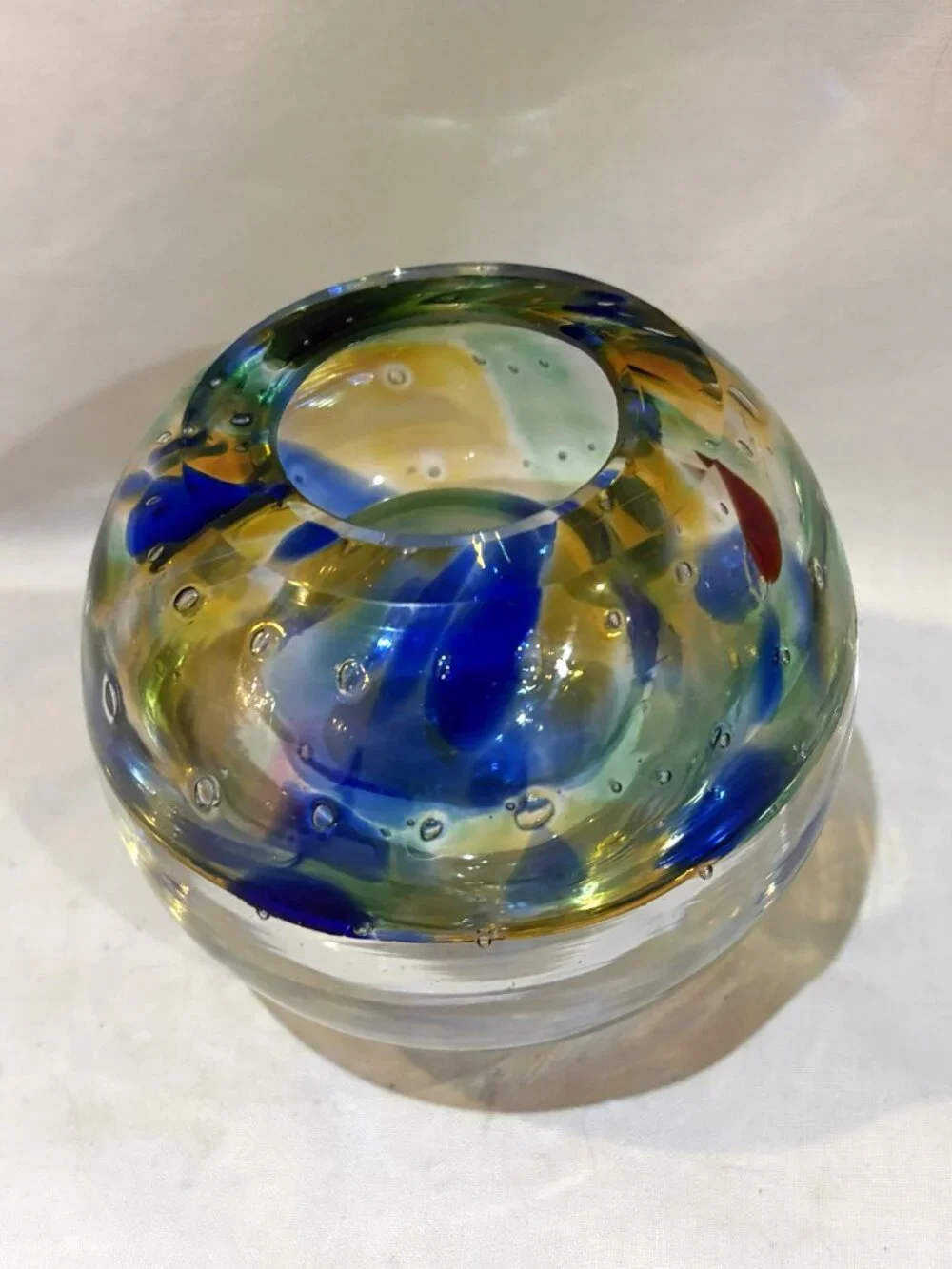 Hand Blown Art Glass Oil Lamp
